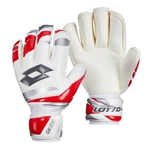 Lotto GK300 Goalkeeper Gloves Soccer Goalie Gloves‎ Red Silver White NEW SZ 10